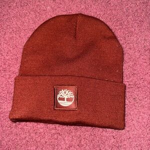 Timberland Rust Orange Knit Cuffed Beanie with Logo Patch